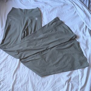 High-Waisted Scrunch Butt Olive Green Flare Yoga Pants